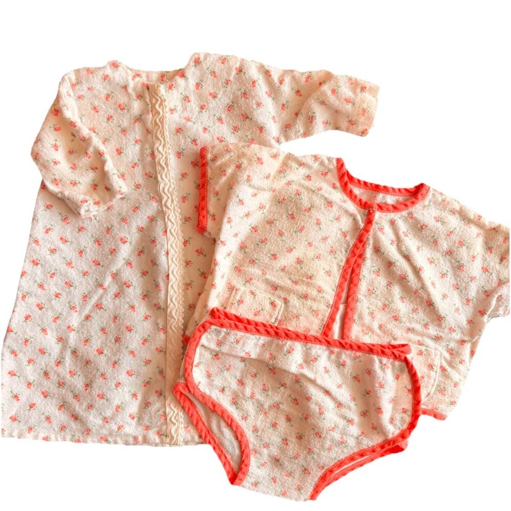 18" Doll Clothes Handmade 3 pc Pajama Robe for American Girl type Dolls Vtg